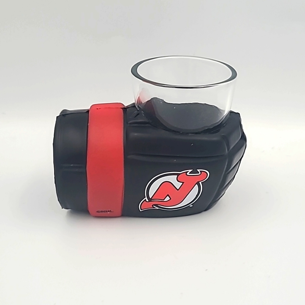 New Jersey Devils Wrist Shot Glass And Holder